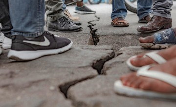 The crack caused by the earthquake in Goma after the volcanic eruption